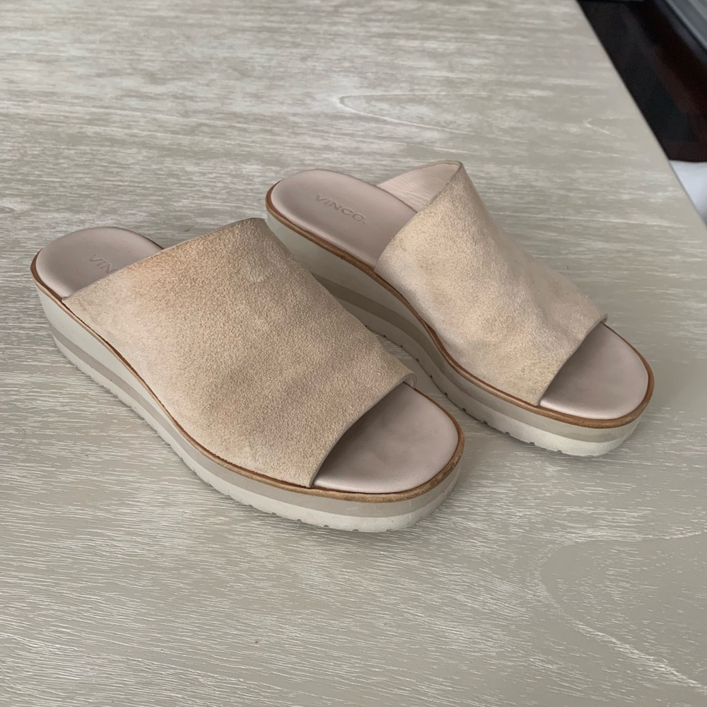 Vince Suede Platform Wedge Sandals Size 6